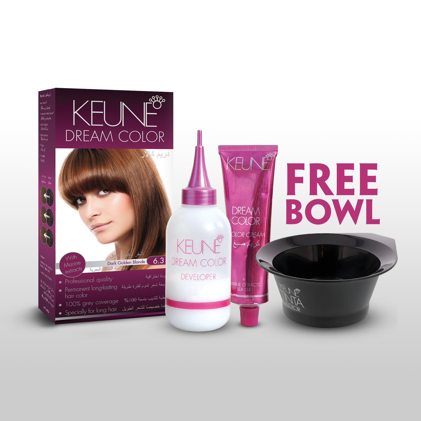Keune Dream Color Dark Golden Brown 6.3 - 60ml with free bowl | Aamina Enterprises