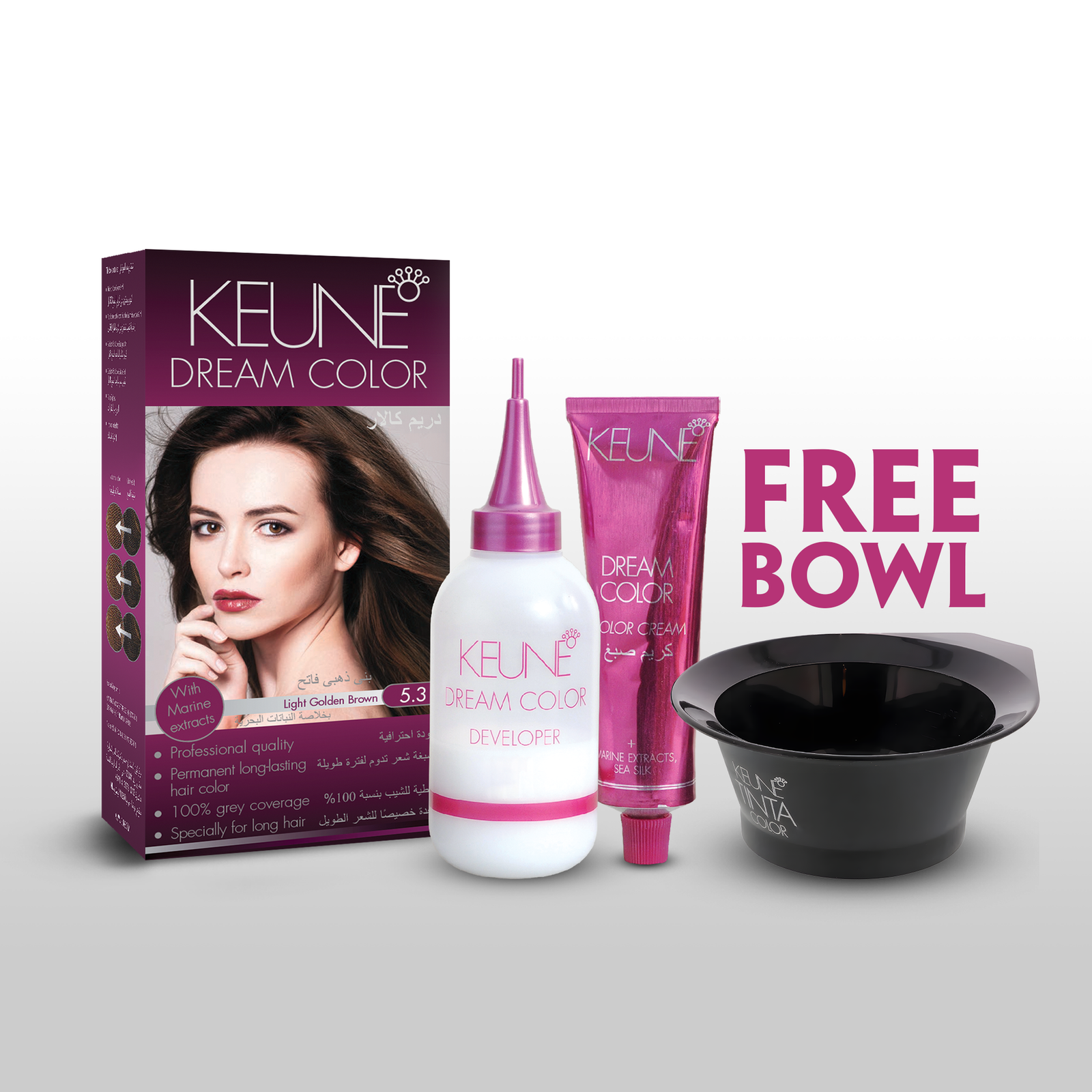 Keune Dream Color Light Golden Brown 5.3 - 60ml with free bowl | Aamina Enterprises